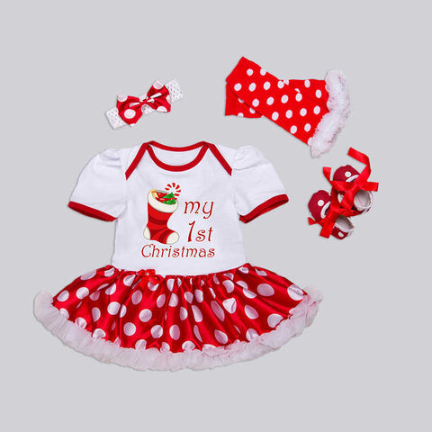 My First Christmas Baby Clothes Set Ruffle Tutu Dress