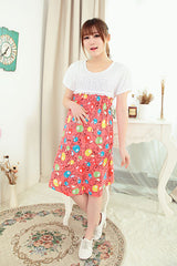 Colorful Dots Pink Casual Dress For Pregnant