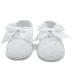 Cotton Cloth Butterfly-knot Ribbon Prewalker Shoes