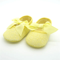 Cotton Cloth Butterfly-knot Ribbon Prewalker Shoes