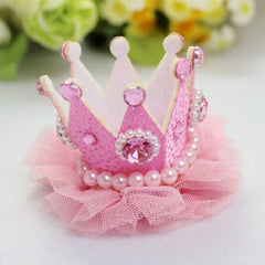 Baby Girls Crown Pearl Princess Pink Tiaras Hair Clip