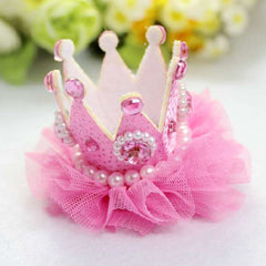 Baby Girls Crown Pearl Princess Pink Tiaras Hair Clip