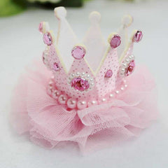 Baby Girls Crown Pearl Princess Pink Tiaras Hair Clip