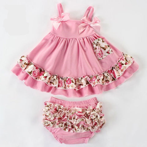 Baby Girl Summer Clothes T-shirt + Ruffles Pants