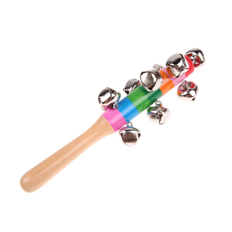 Wooden Bell Stick Toy Cute Rainbow For Infants