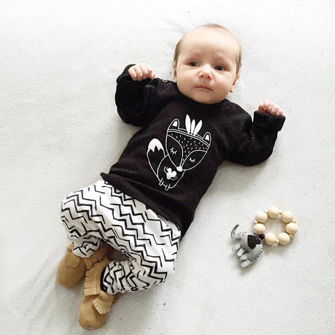 Baby Clothing Set Cotton Long-sleeved Printed T-shirt+Pants