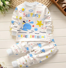 Long Sleeve Winter Underwear Sets Cotton Baby Pajamas