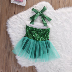 Baby Girls Rompers Jumpsuit Santa Tutu Lace Dress