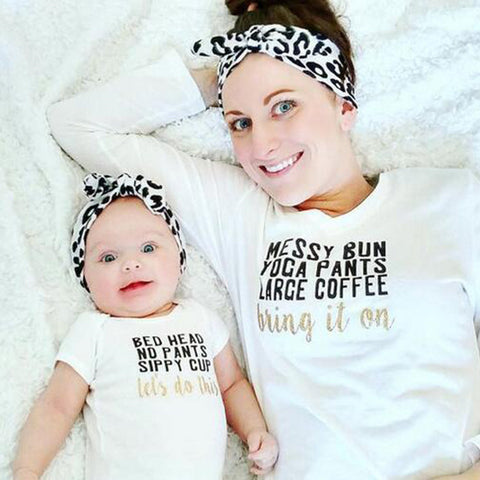 Outfit Mother Baby Fashion Print Head Wear