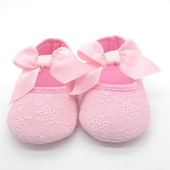 Cotton Cloth Butterfly-knot Ribbon Prewalker Shoes