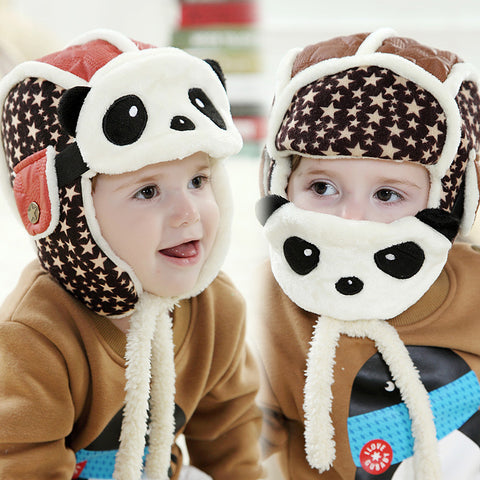 Lovely Panda Hats Baby Caps Kids Aviator Hat