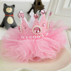 Baby Girls Crown Pearl Princess Pink Tiaras Hair Clip